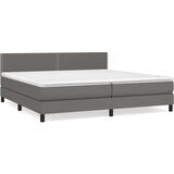 vidaXL Box spring postelja z vzmetnico siva 200x200 cm umetno usnje, (20726816) Cene