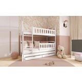 Drveni dečiji krevet na sprat blanka sa tri kreveta i fiokom- beli - 190*90 cm Cene