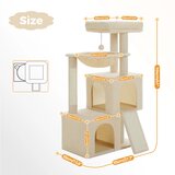 PEQULTI Mačja drevesa, 4-nivojski dizajn, udobni stanovanja in viseča mreža, AMT0282BG, L, (5000161404) | Shoptok.si