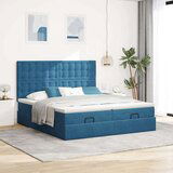 vidaXL Otomanski posteljni okvir z vzmetnicami moder 180x200cm žamet, (21610394) | Shoptok.si