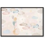  Slika - Fairy-Tale Moon - Pastel Moon with Balloons Among Colorful Clouds and Stars in Subdued Colors on a Light Background 120x | shoptok.hr