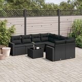 vidaXL 9-dijelni set vrtnih sofa s jastucima crni od poliratana | shoptok.hr