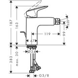 Hansgrohe logis 100 chrome baterija (slavina) za bide sa odlivnim ventilom sifona pop-up 71200000 | ePonuda.com