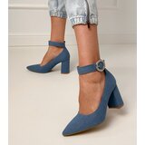 D/CEO Denim block heel pumps with buckle and rhinestones Vellus | Shoptok.si
