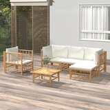  Garnitura 6-delna s kremno belimi blazinami bambus | Shoptok.si