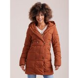 Fashion Hunters Women´s quilted brown jacket for winter tamnocrvena | crvena cene
