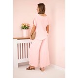 Kesi Włoski Viscose set pleated blouse + trousers powder pink | Shoptok.si