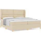 Krem Box Spring Postelja s Blazino 200x200 cm Tkanina, (22051183) | Shoptok.si