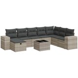 Maison Chic Seti vrtnega pohištva - Vrtna garnitura - Vrtni pohištvo set 9-delna z blazinami sv. siv poli ratan, (21797821) | Shoptok.si