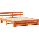  Krevetna konstrukcija Smeđa 200 x 200 cm Čvrsto borovo drvo | shoptok.hr