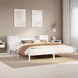 vidaXL Krevet s regalom z knjige bez madraca bijeli 200x200cm borovina | shoptok.hr