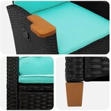  Fotelja za ležanje s pločom za čaj 62 x 64 x 112 cm poliratan - Crna i tirkizna | shoptok.hr