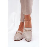 S. BARSKI Leather Women's Moccasins With Decoration On Flat Heel Beige S.Barski | shoptok.hr
