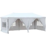  Zložljiv vrtni šotor s stranicami bel 3x6 m, (20703315) | Shoptok.si