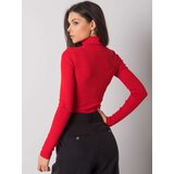 Fashion Hunters RUE PARIS Ladies' red, ribbed turtleneck | ePonuda.com