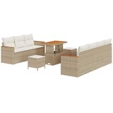 vidaXL set od 10 dijelova za vrtni sofa s jastucima u bež poli ratanu i akaciji | shoptok.hr
