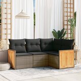  The Living Store Vrtna sedežna garnitura 4-delna z blazinami siv poli ratan - Vrtna Sedežna Garniture, (21479556) | Shoptok.si