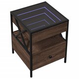  Noćni ormarić s beskonačnim LED boja smeđeg hrasta 40x40x51 cm | shoptok.hr