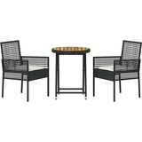Bistro set za vrt 3 pcs Crna poliratan | Eponuda.com