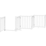 vidaXL Ograda za pse z vrati zložljiva 9 panelov bela 450 cm les | Shoptok.si