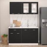 Komplet 4-dijelni set kuhinjskih ormarića crni od iverice | shoptok.hr