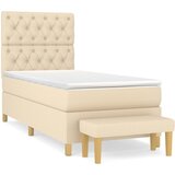 vidaXL Okvir kreveta s oprugama i madrac krem 80x200 cm od tkanine | shoptok.hr