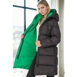 Dewberry Z9687 WOMEN'S COAT-BLACK-GREEN