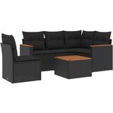  6-dijelni set vrtnih sofa s jastucima crni od poliratana | shoptok.hr