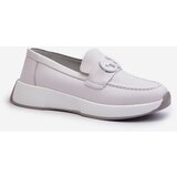 S. BARSKI Light Grey Women's Platform Leather Moccasins S.Barski LR490 | Shoptok.si