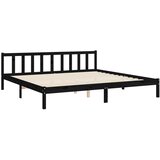  Okvir za krevet s uzglavljem crni 200 x 200 cm od masivnog drva | shoptok.hr