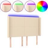 Maison Chic LED Posteljno vzglavje - Vzglavna omarica - Nočna omarica krem 147x16x118/128 cm blago, (21706700) | Shoptok.si