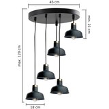  Luster na sajli HEBE 5xE27/60W/230V crni | Eponuda.com