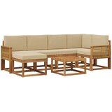 vidaXL Zunanja garnitura za sedenje z blazino 7 pcs Naravna in bež, (5000271717) | Shoptok.si