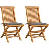 Maison Chic Vrtni stoli - Stol za vrt s sivimi blazinami 2 kosa trdna tikovina JS2007, (21876938) | Shoptok.si