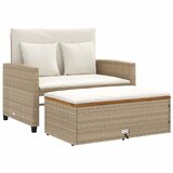 Maison Chic Vrtni kavč - Zunanji kavč z blazinami 2-sedežni bež poli ratan in akacijev les, (22040683) | Shoptok.si