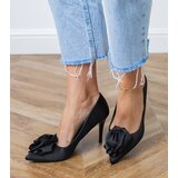 D/CEO Black satin pumps with flower Klerita | ePonuda.com