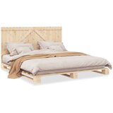 vidaXL Posteljni okvir z vzglavjem 200x200 cm trdna borovina | Shoptok.si