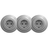  Reblig - Trostruka retro kućna utičnica sa ramom SCHUKO 230V siva | Eponuda.com