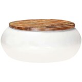  Klubska mizica bela 68x68x30 cm trden predelan les | Shoptok.si