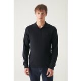 Avva Men's Navy Blue Polo Collar Wool Blended Standard Fit Normal Cut Knitwear Sweater cene