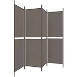 Sobna pregrada s 4 panela antracit 200 x 220 cm od tkanine | shoptok.hr