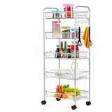  5-katni kolica, kuhinjski kolica, mrežasta polica, kuhinjski kolica s kotačima od sive metalne legure | shoptok.hr