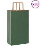 vidaXL Papirnate vrećice 50 kom s ručkama zelene 21x11x36 cm | shoptok.hr