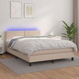  Krevet box spring madrac LED cappuccino 140x190cm umjetna koža Cijene