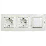 Legrand dupla kućna SCHUKO utičnica 250V/16A i jedan prekidač br. 1 sa okvirom NILOE, bela Cene