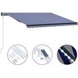 vidaXL Zložljiva tenda s senzorjem LED 500x300 cm modra in bela, (20851715) | Shoptok.si
