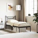  Metalni okvir za krevet s uzglavljem crni 75x190 cm | shoptok.hr