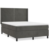 vidaXL Box spring postelja z vzmetnico temno siva 140x200 cm žamet, (20726641) Cene