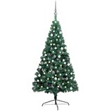 vidaXL umjetna polovica božićnog drvca LED s kuglicama zelena 210 cm | shoptok.hr