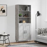 vidaXL Visoka komoda betonsko siva 69,5x34x180 cm inženirski les | Shoptok.si
